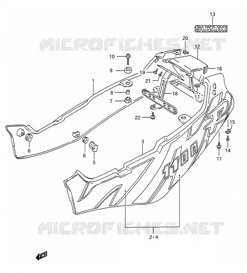 CARENAGES ARRIERE  (MODELE N) Suzuki MOTO 1100 GSX-R 1992  GSX-R1100N(E28)