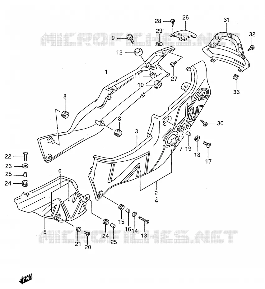 CARENAGES ARRIERE  (MODELE N) Suzuki MOTO 750 GSX-R 1994  GSX-R750WR(E28)