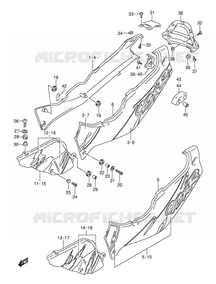 CARENAGES ARRIERE  (MODELE P) Suzuki MOTO 1100 GSX-R 1995  GSX-R1100WS(E28)