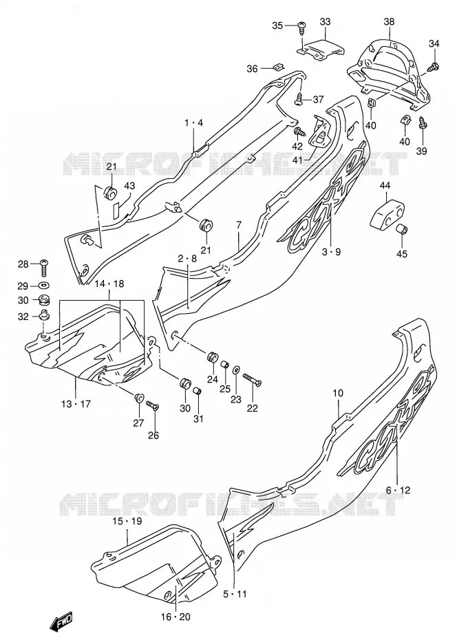 CARENAGES ARRIERE  (MODELE R) Suzuki MOTO 1100 GSX-R 1994  GSX-R1100WR(E2)