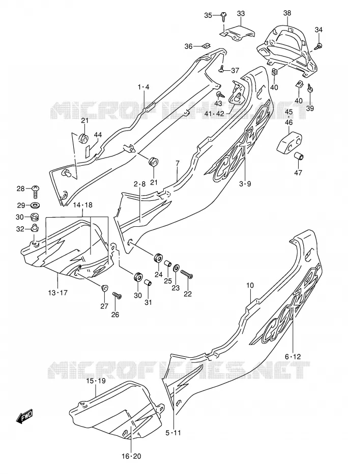 CARENAGES ARRIERE  (MODELE R) Suzuki MOTO 1100 GSX-R 1998  GSX-R1100WW(E28)