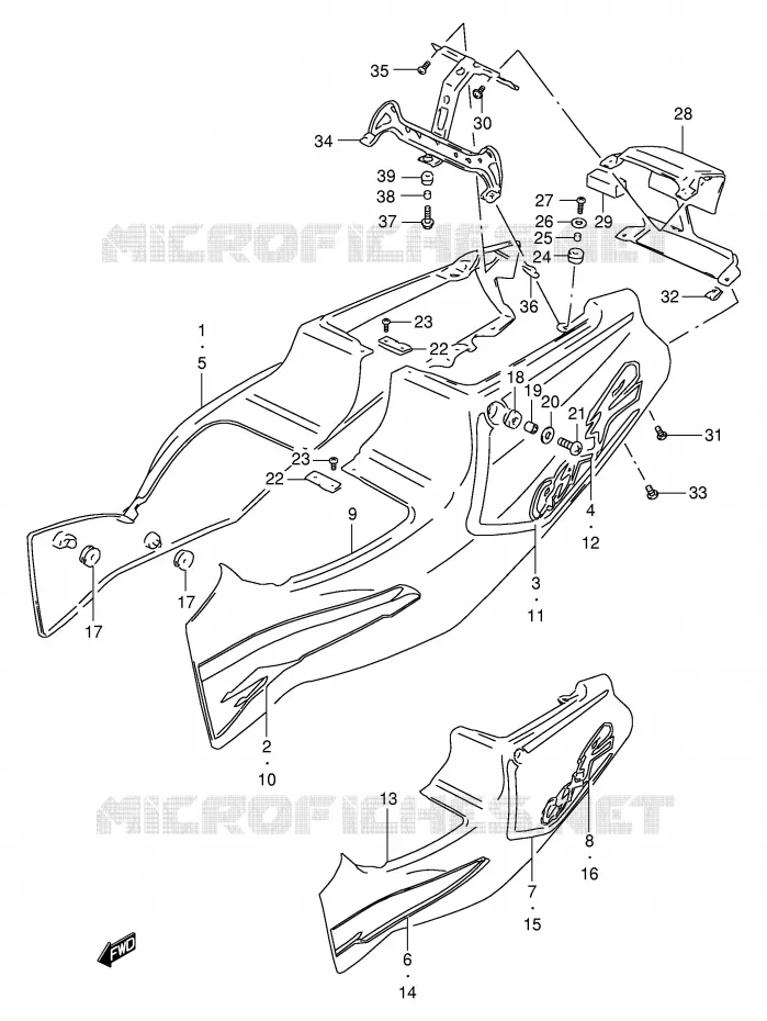 CARENAGES ARRIERE  (MODELE R) Suzuki MOTO 400 GSX-R 1994  GSX-R400RR(E30)