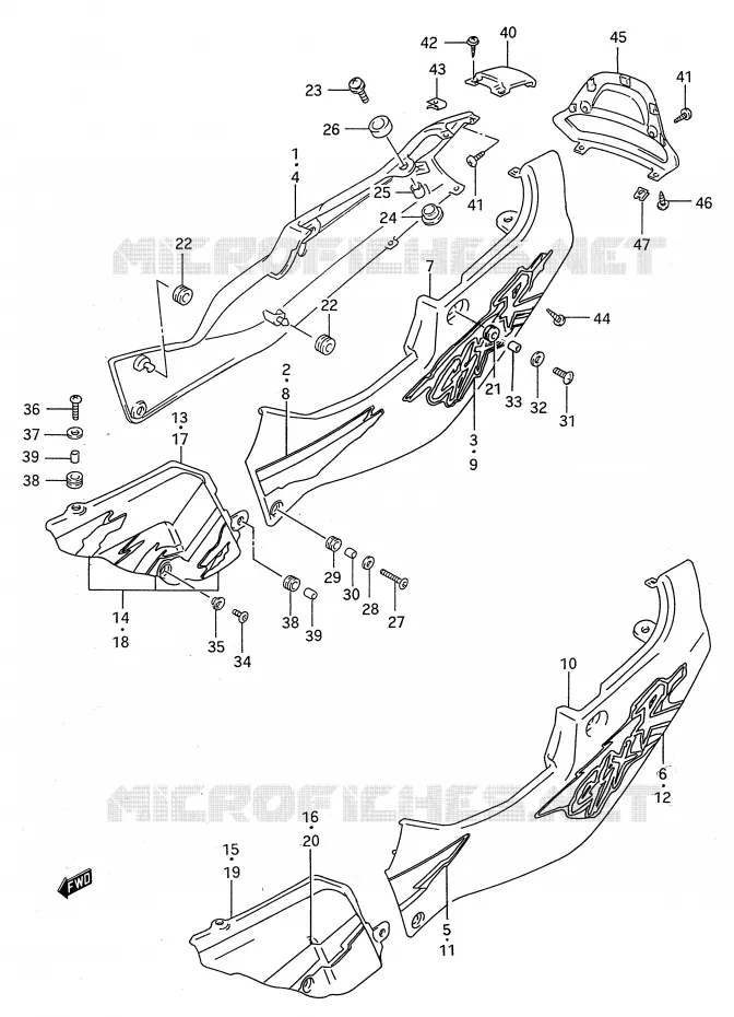 CARENAGES ARRIERE  (MODELE R) Suzuki MOTO 750 GSX-R 1993  GSX-R750WP(E28)