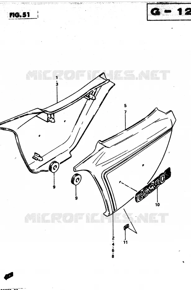 CARENAGES ARRIERE  (MODELE Z) Suzuki MOTO 850 GS 1983  GS850GD(E1)