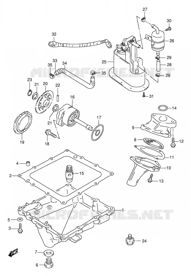 CARTER INFERIEUR - POMPE A HUILE - POMPE A ESSENCE (MODELE W/X) Suzuki MOTO 750 GSX-R 1996  GSX-R750T(E2)