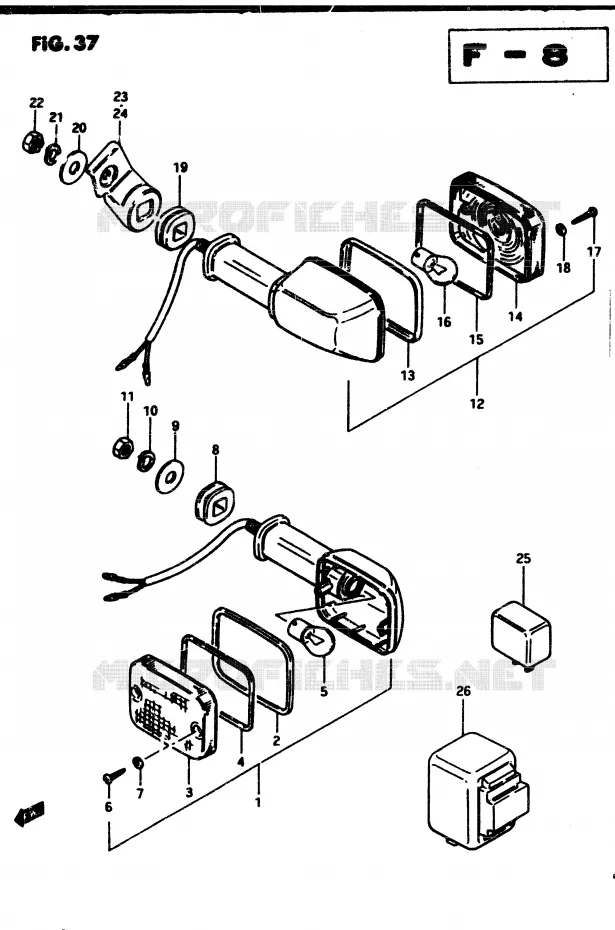 CLIGNOTANTS (E18, E22, E26) Suzuki MOTO 250 GSX 1982  GSX250ESZ(Z/D)