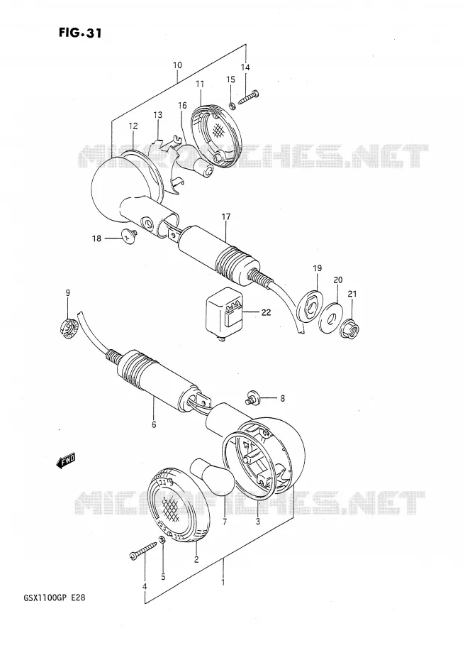 CLIGNOTANTS Suzuki MOTO 1100 GSX-G 1991  GSX1100GM(E28)