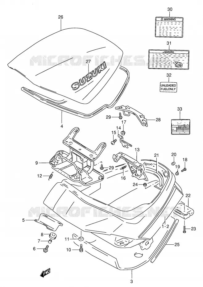 COFFRE (MODELE P/R/T) Suzuki MOTO 250 GSX 1992  GSX250FN(E24)