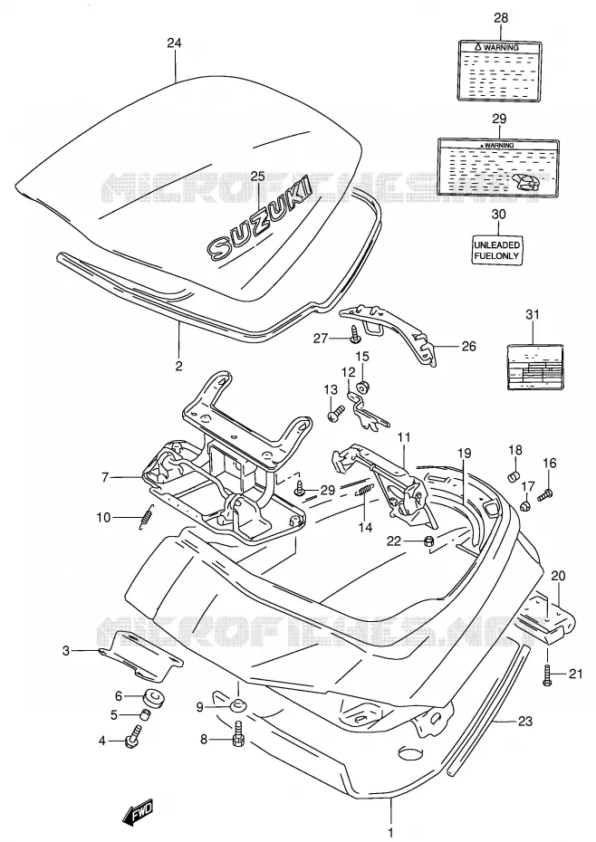 COFFRE (MODELE V) Suzuki MOTO 250 GSX 1994  GSX250FR(E24)
