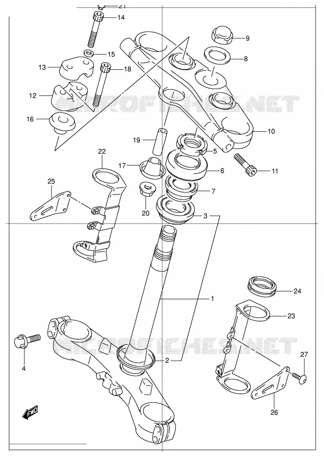 COLONNE DE DIRECTION (GSF1200K1/K2/K3/K4/ZK4/K5/ZK5) Suzuki MOTO 1200 BANDIT 2004  GSF1200SK4(E2)