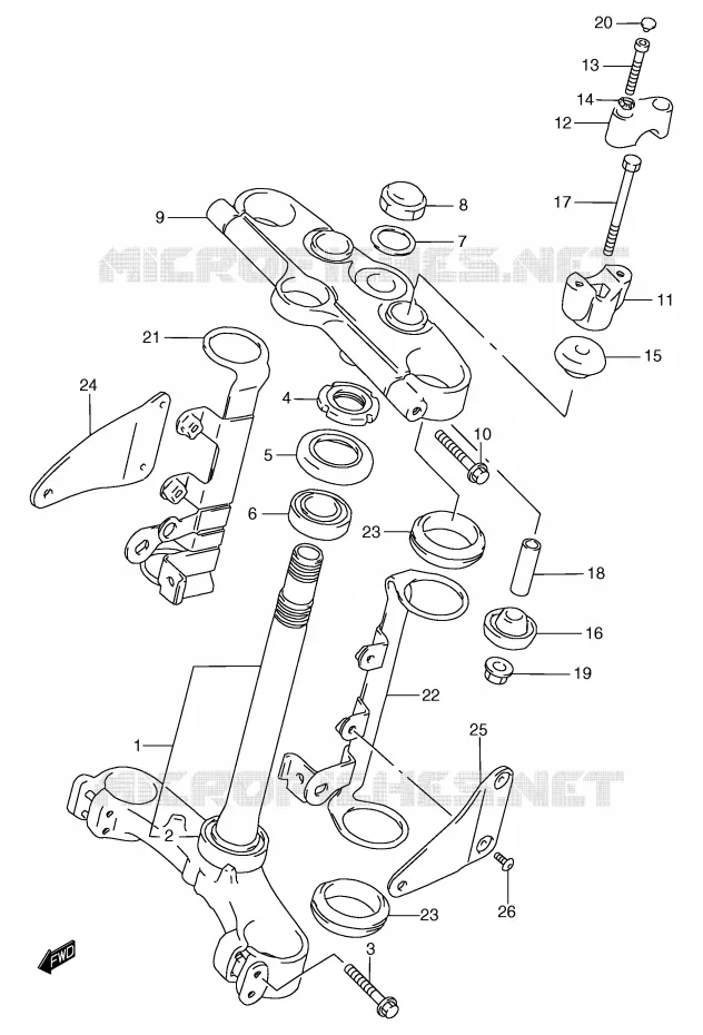 COLONNE DE DIRECTION (GSF1200T/V/W/X/Y/ST/SV/SW/SX/SY) Suzuki MOTO 1200 BANDIT 2000  GSF1200Y(E2)