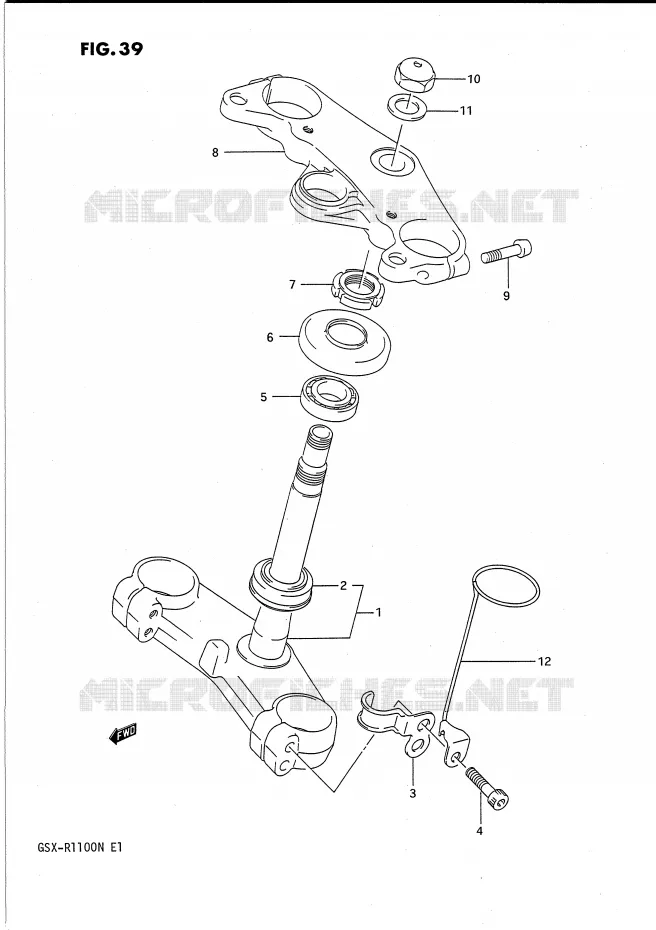 COLONNE DE DIRECTION Suzuki MOTO 1100 GSX-R 1992  GSX-R1100N(E1)