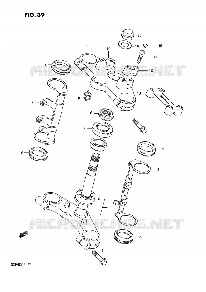 COLONNE DE DIRECTION Suzuki MOTO 400 BANDIT 1993  GSF400P(E2)