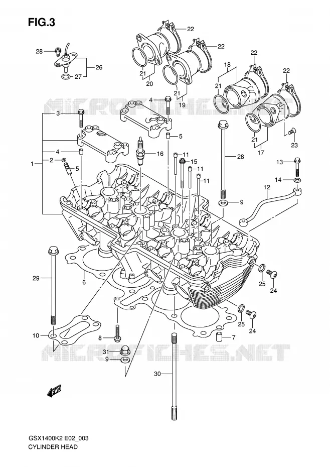 CULASSE Suzuki MOTO 1400 GSX 2002  GSX1400K2(E2)
