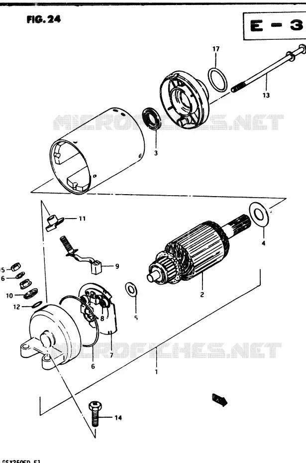 DEMARREUR (MODELE D) Suzuki MOTO 250 GSX 1982  GSX250Z(Z/D)
