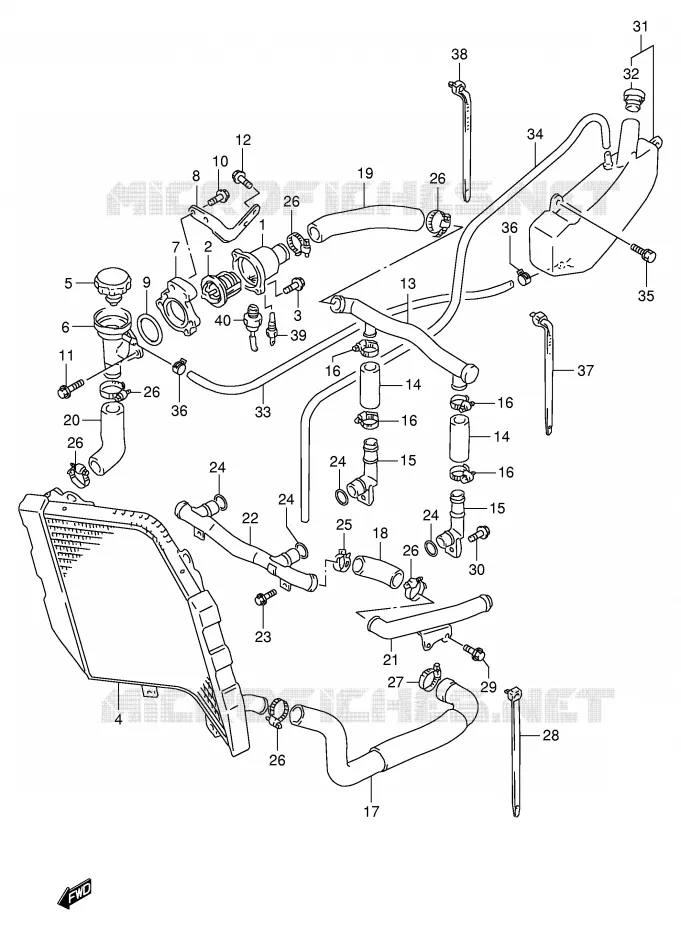 DURITE DE RADIATEUR (MODELE S/T/V/W) Suzuki MOTO 1100 GSX-R 1997  GSX-R1100WV(E2)