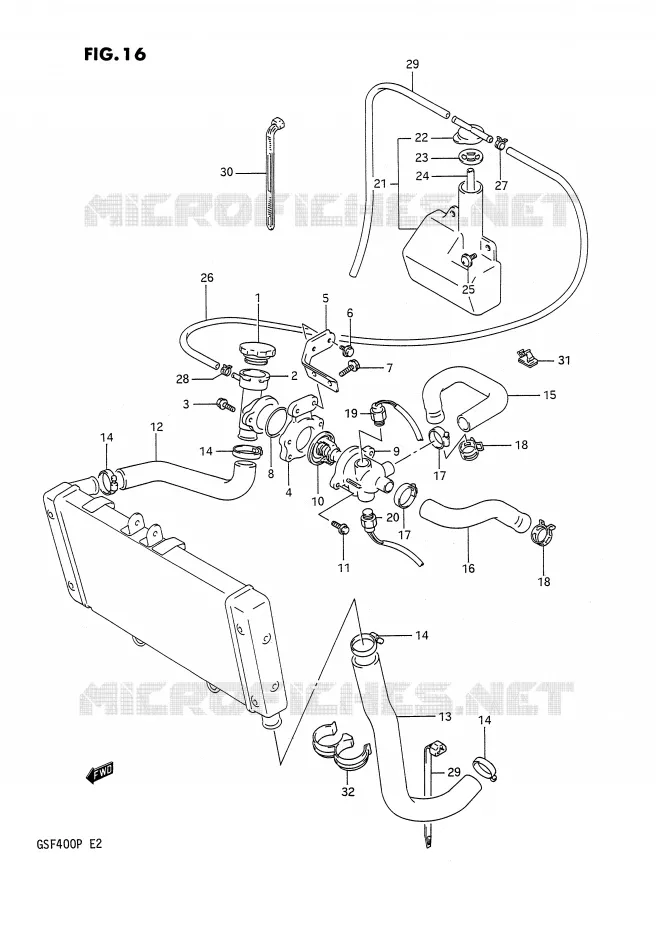 DURITE DE RADIATEUR Suzuki MOTO 400 BANDIT 1993  GSF400P(E2)