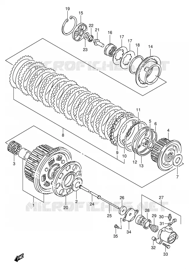 EMBRAYAGE (MODELE P/R) Suzuki MOTO 1100 GSX-R 1996  GSX-R1100WT(E2)