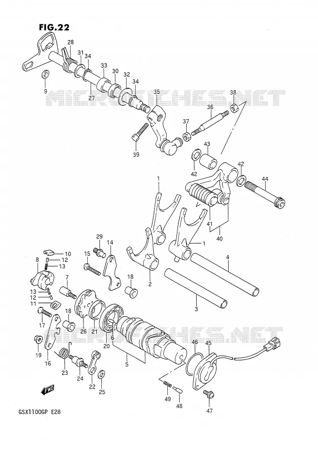 ENSEMBLE DE SELECTION DE VITESSES Suzuki MOTO 1100 GSX-G 1992  GSX1100GN(E28)