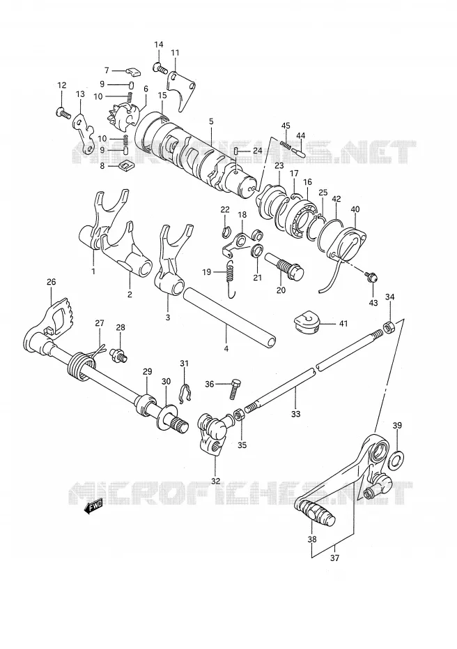 ENSEMBLE DE SELECTION DE VITESSES Suzuki MOTO 1100 GSX-R 1992  GSX-R1100N(E28)
