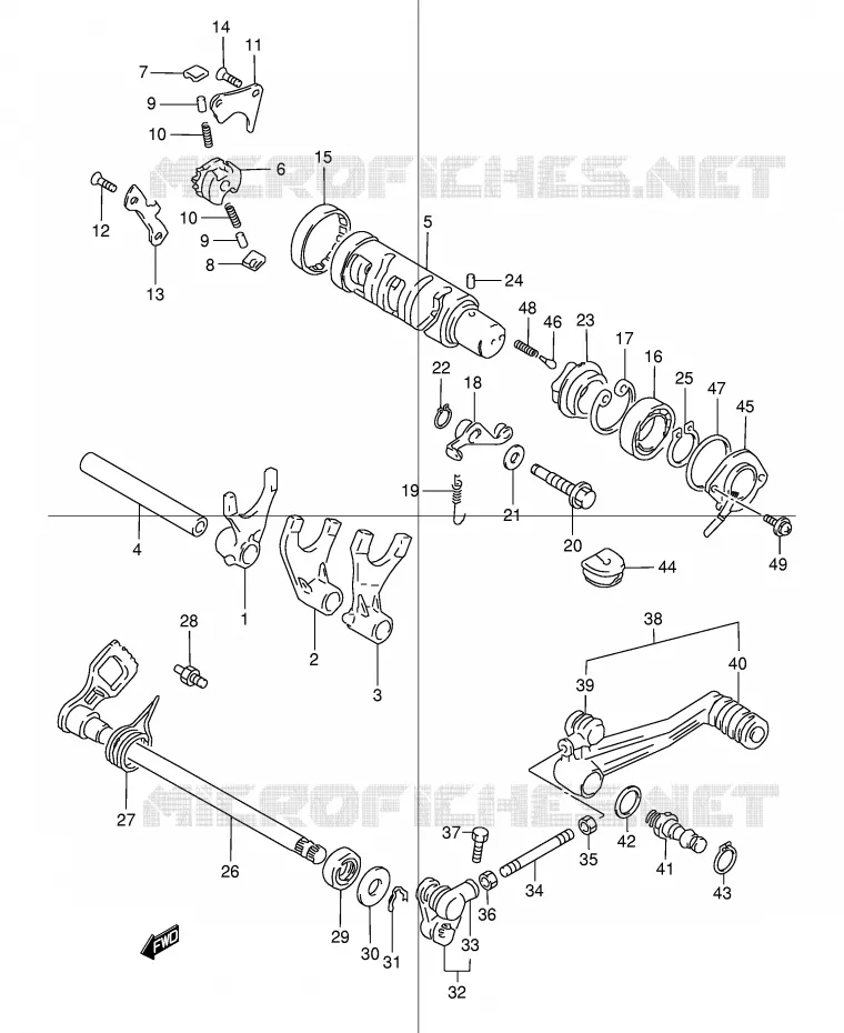 ENSEMBLE DE SELECTION DE VITESSES Suzuki MOTO 1200 GSX 1999  GSX1200X(E4)