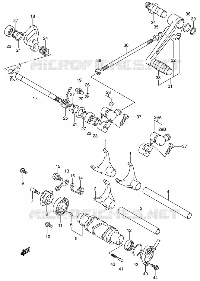 ENSEMBLE DE SELECTION DE VITESSES Suzuki MOTO 1400 GSX 2005  GSX1400U1K5(E2)