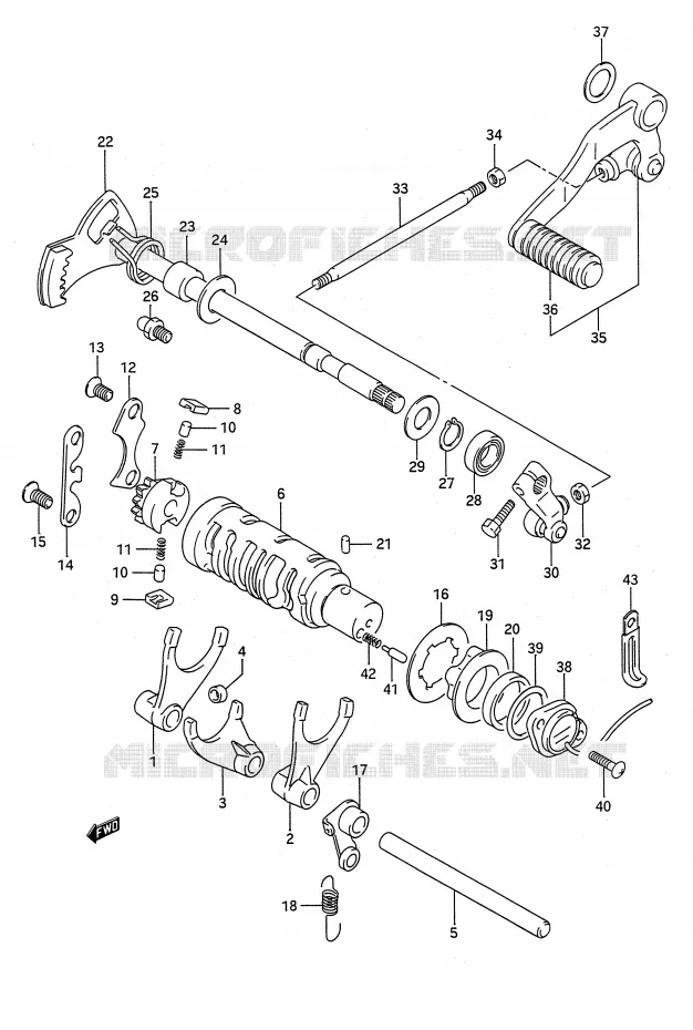 ENSEMBLE DE SELECTION DE VITESSES Suzuki MOTO 400 BANDIT-N 1992  GSF400N(E28)
