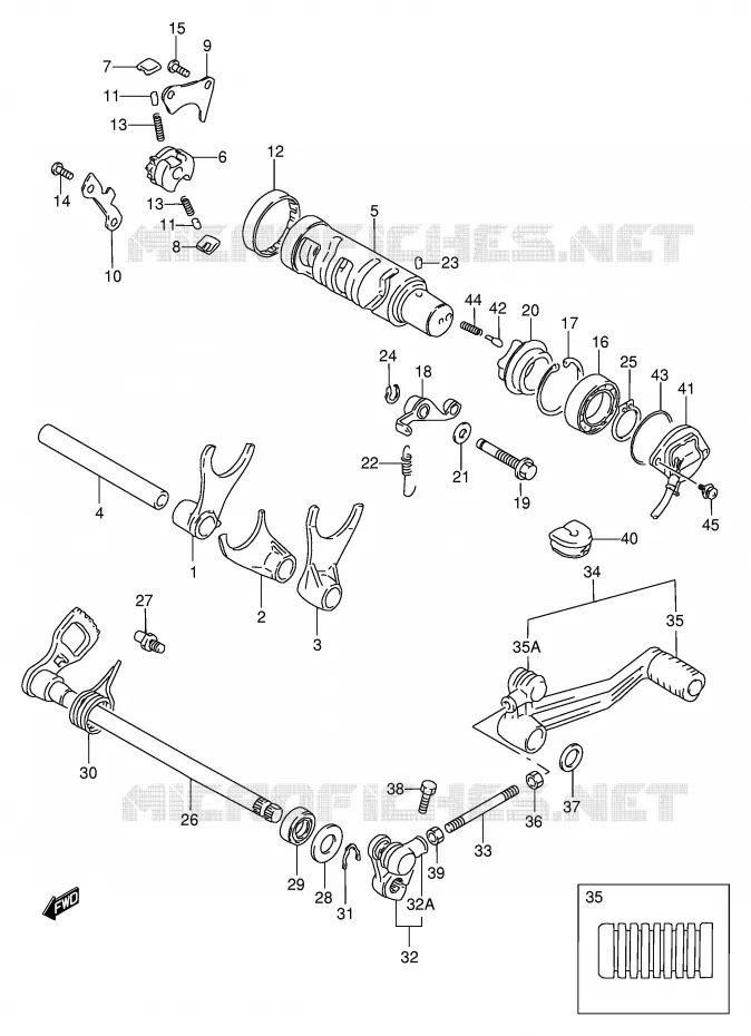 ENSEMBLE DE SELECTION DE VITESSES Suzuki MOTO 600 BANDIT 1998  GSF600SUW(E2)