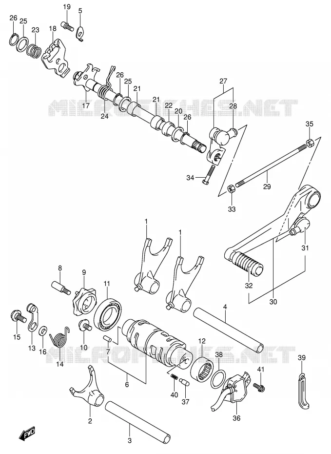 ENSEMBLE DE SELECTION DE VITESSES Suzuki MOTO 600 GSX-R 2005  GSX-R600U3XK5(E2)