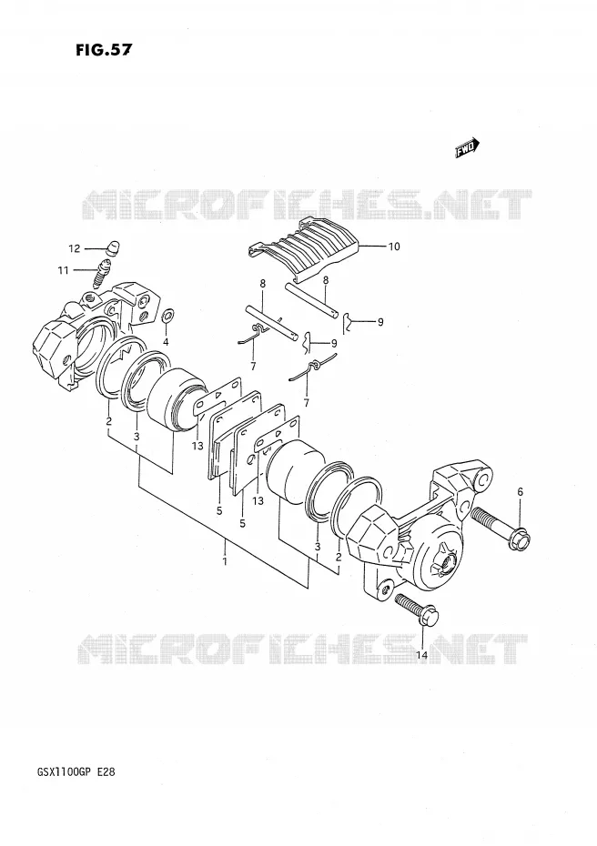 ETRIER DE FREIN ARRIERE (MODELE M/N) Suzuki MOTO 1100 GSX-G 1993  GSX1100GP(E28)