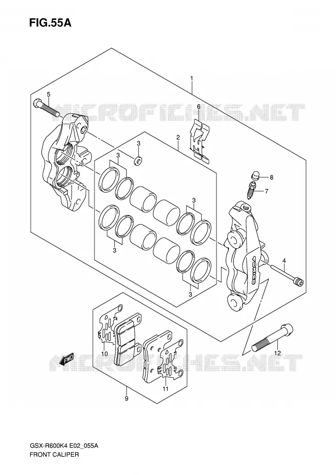 ETRIER DE FREIN AVANT (GSX-R600XK5/U2XK5/U3XK5) Suzuki MOTO 600 GSX-R 2004  GSX-R600U2K4(E2)