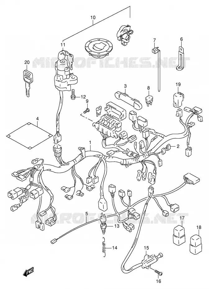 FAISCEAU ELECTRIQUE (GSF1200SAV/SAW/SAX/SAY) Suzuki MOTO 1200 BANDIT 1996  GSF1200T(E2)