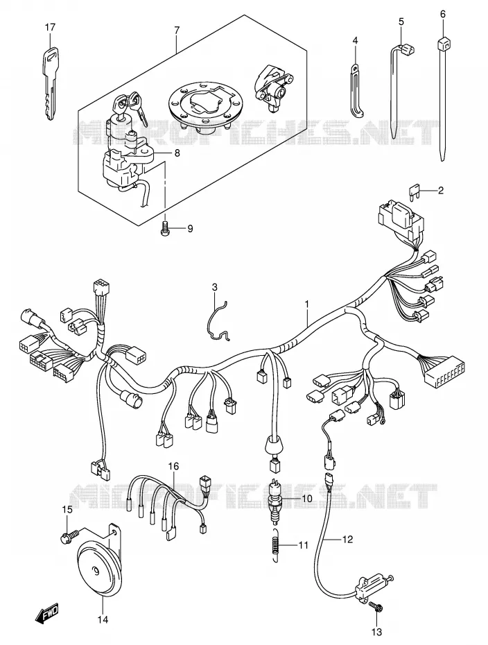 FAISCEAU ELECTRIQUE (GSF600K3/K4/UK3/UK4/ZK4) Suzuki MOTO 600 BANDIT 2004  GSF600K4(E2)