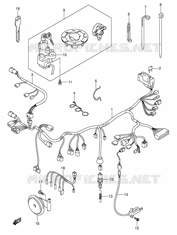 FAISCEAU ELECTRIQUE (GSF600SK3/SK4/SUK3/SUK4) Suzuki MOTO 600 BANDIT 2003  GSF600SK3(E2)