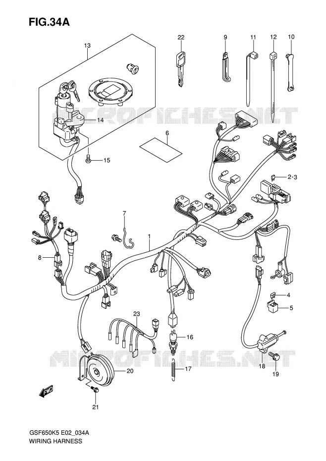FAISCEAU ELECTRIQUE (GSF650SAK5/SAK6/SUAK5/SUAK6) Suzuki MOTO 650 BANDIT 2006  GSF650SUK6(E2)
