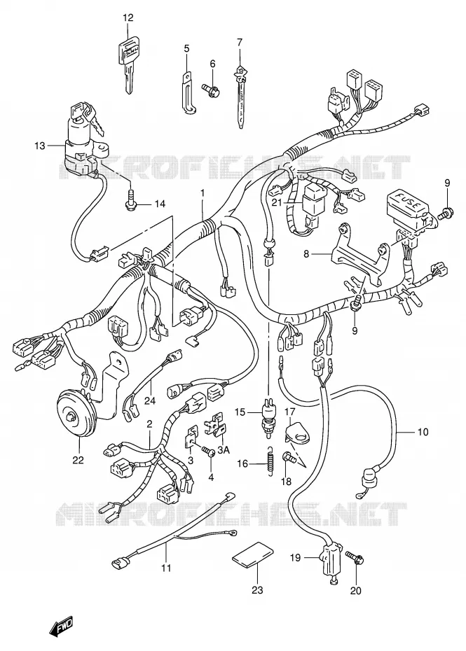 FAISCEAU ELECTRIQUE (MODELE P/R) Suzuki MOTO 1100 GSX-R 1997  GSX-R1100WV(E2)