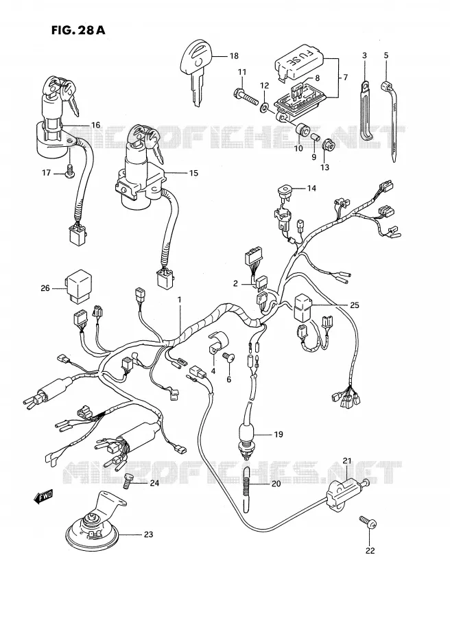 FAISCEAU ELECTRIQUE (MODELE R) Suzuki MOTO 1100 GSX-F 1992  GSX1100FN(E2)