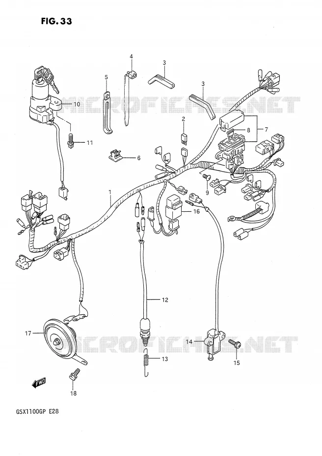 FAISCEAU ELECTRIQUE Suzuki MOTO 1100 GSX-G 1992  GSX1100GN(E28)