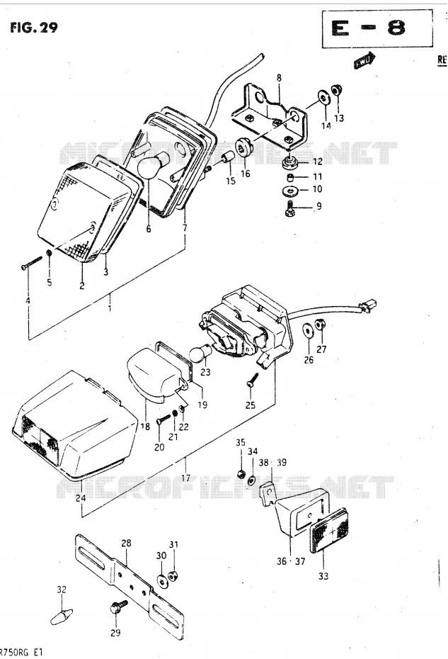 FEU ARRIERE - ECLAIRAGE DE PLAQUE Suzuki MOTO 750 GSX-R 1986  GSX-R750RG