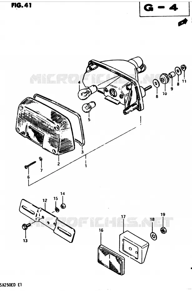 FEU ARRIERE (E17) Suzuki MOTO 250 GSX 1982  GSX250SZ(Z/D)