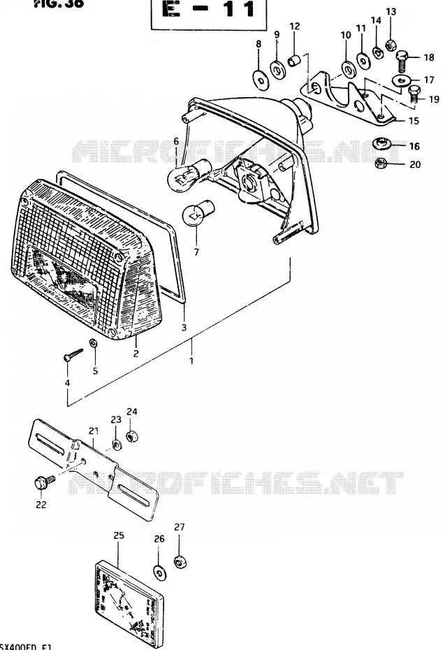 FEU ARRIERE (E25) Suzuki MOTO 400 GSX 1983  GSX400FD