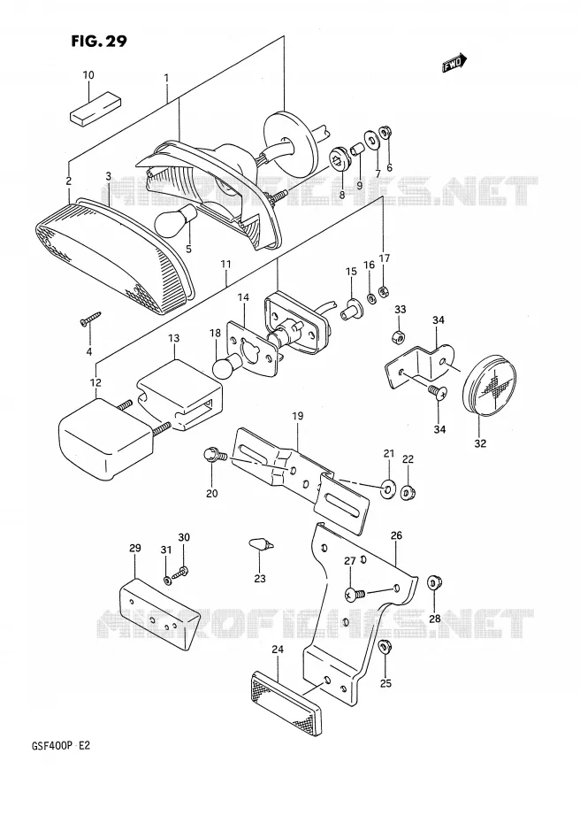 FEU ARRIERE Suzuki MOTO 400 BANDIT 1992  GSF400N(E2)