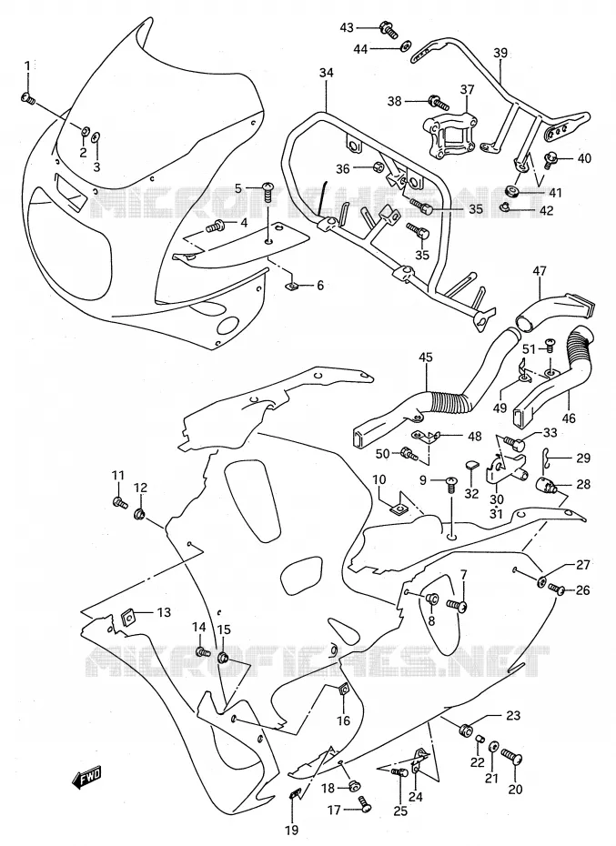 FLANCS DE CARENAGES (MODELE N/P) Suzuki MOTO 750 GSX-R 1994  GSX-R750WR(E28)
