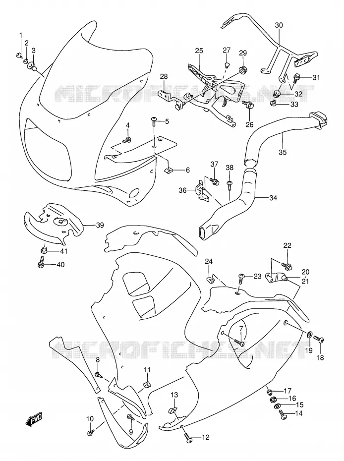FLANCS DE CARENAGES (MODELE S/T/V/W) Suzuki MOTO 1100 GSX-R 1994  GSX-R1100WR(E28)