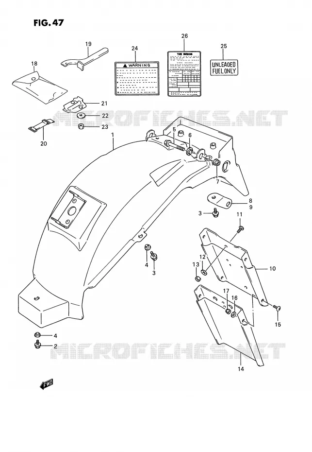 GARDE BOUE ARRIERE Suzuki MOTO 1100 GSX-G 1994  GSX1100GR(E2)