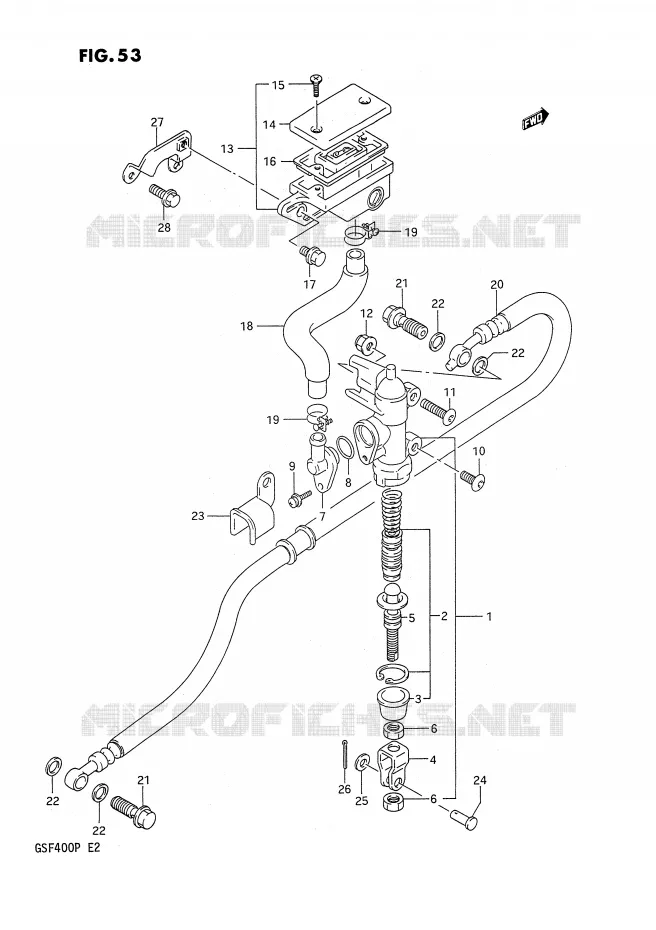 MAITRE CYLINDRE ARRIERE (MODELE M/N) Suzuki MOTO 400 BANDIT 1993  GSF400P(E2)