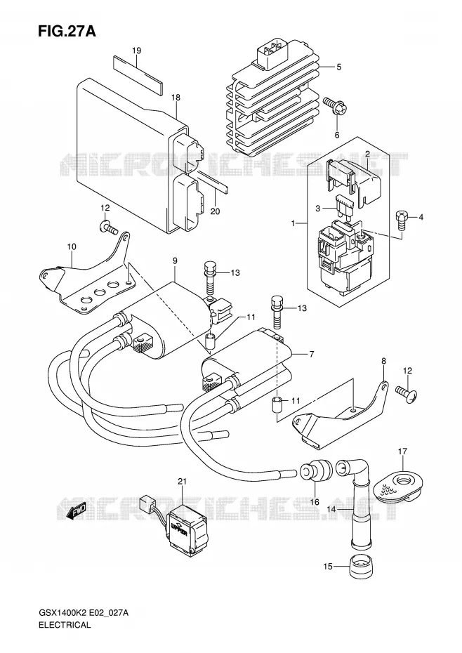 PARTIE ELECTRIQUE (MODELE K4/K5) Suzuki MOTO 1400 GSX 2003  GSX1400K3(E2)