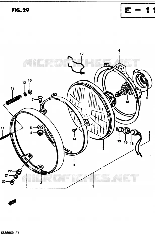 PHARE (E2) Suzuki MOTO 850 GS 1982  GS850GZ(E1)