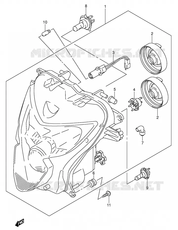 PHARE (E2,E19) Suzuki MOTO 600 GSX-R 2005  GSX-R600U3K5(E2)