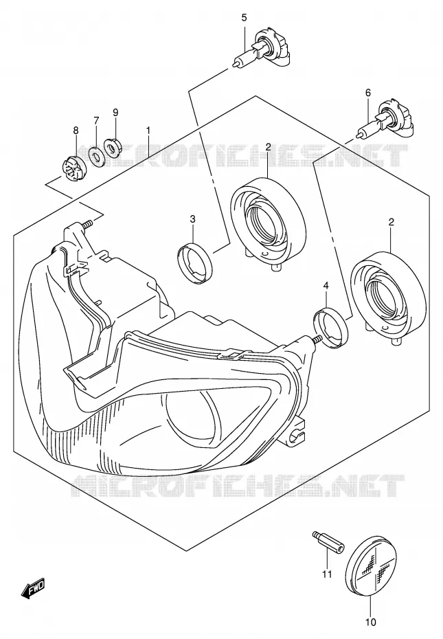 PHARE (GSF1200SK1/SK2/SK3/SK4/SK5/SZK5 E24) Suzuki MOTO 1200 BANDIT 2003  GSF1200SK3(E2)